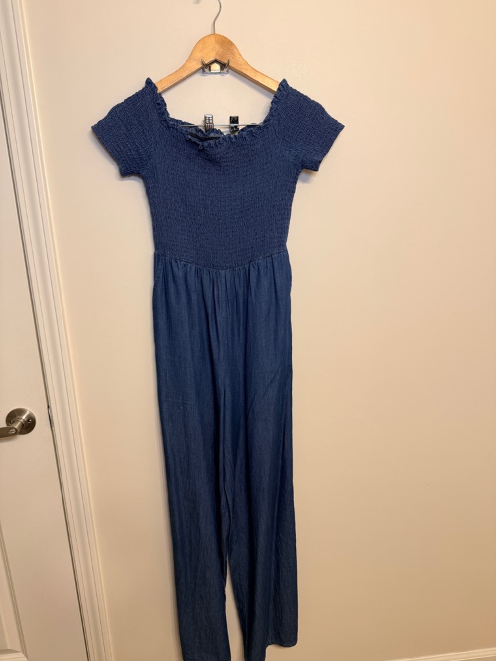 Blue Rain Navy Smocked Knit Top